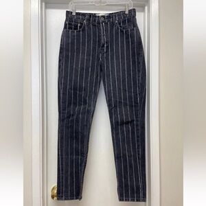 Reformation Black and White Striped Straight Leg Jeans